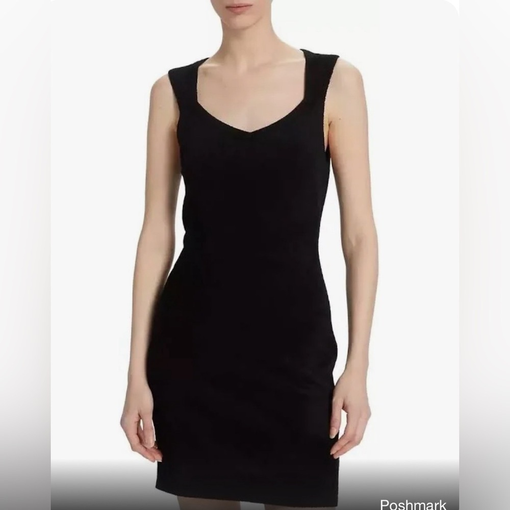 Theory Black Micro Velvet Sleeveless Square Neck Mini Dress Size Medium NWOT